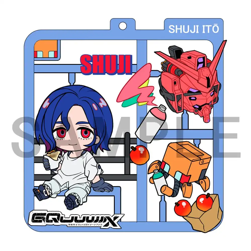 Mobile Suit Gundam GQuuuuuuX Plat Collection Keychain Blind Box - 1 Unidade Aleatória